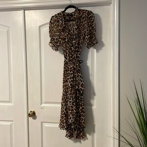 Animal print wrap assymetrical dress
